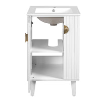 VanityFus 20.3-in White Single Sink Bathroom Vanity with Ceramic Top Undermount 1 Soft-Closing Door