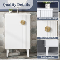 VanityFus 20.3-in White Single Sink Bathroom Vanity with Ceramic Top Undermount 1 Soft-Closing Door