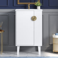 VanityFus 20.3-in White Single Sink Bathroom Vanity with Ceramic Top Undermount 1 Soft-Closing Door