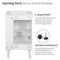VanityFus 20.3-in White Single Sink Bathroom Vanity with Ceramic Top Undermount 1 Soft-Closing Door