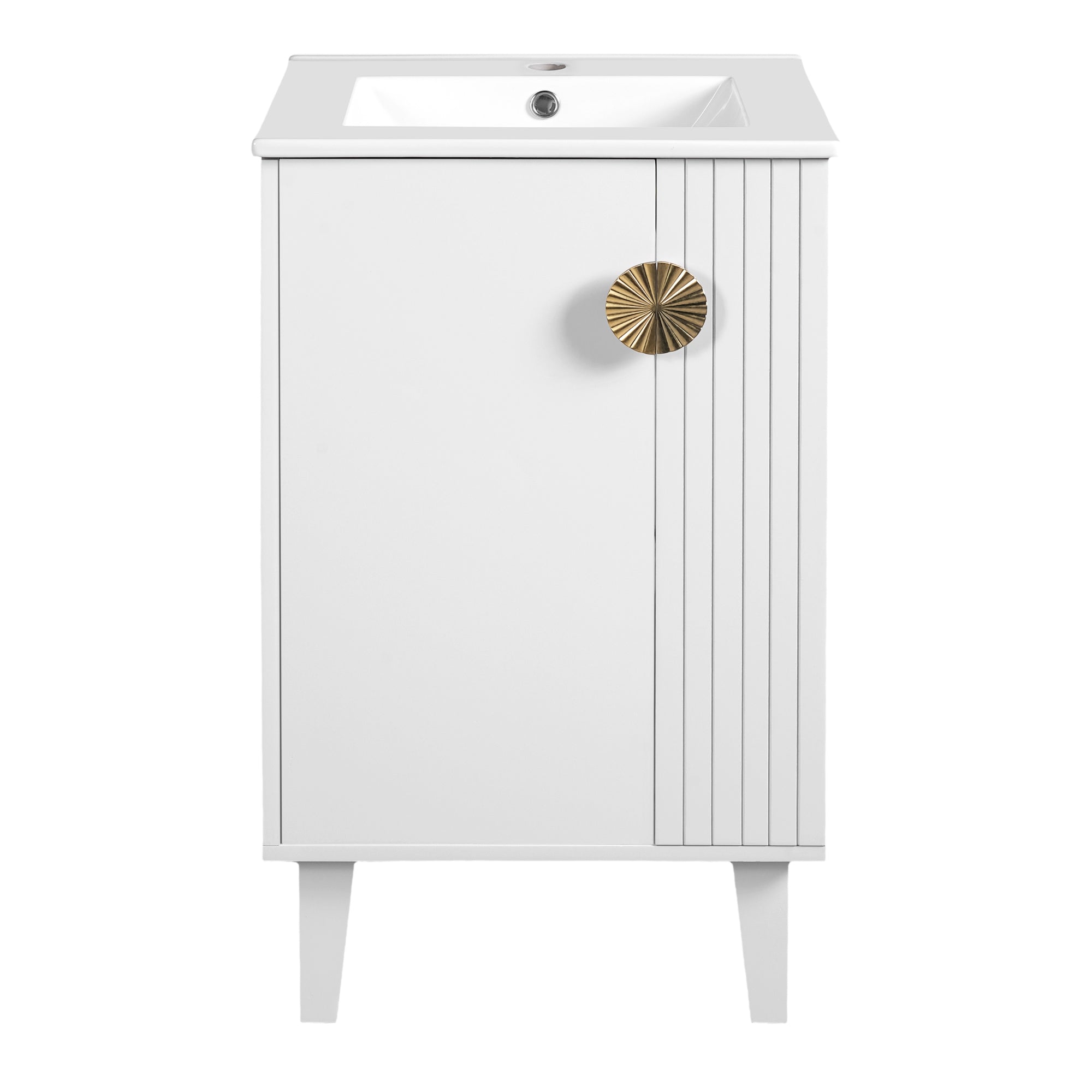 VanityFus 20.3-in White Single Sink Bathroom Vanity with Ceramic Top Undermount 1 Soft-Closing Door