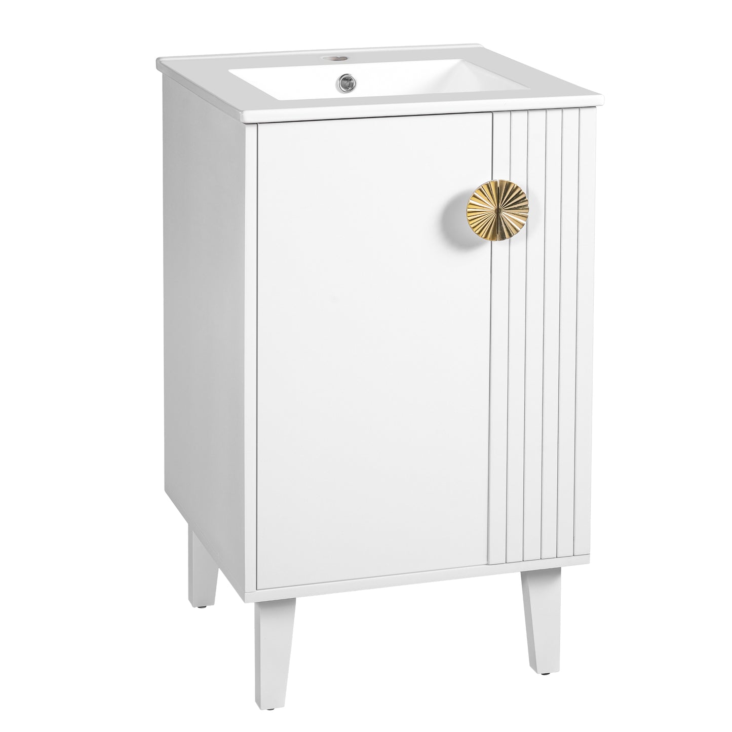 VanityFus 20.3-in White Single Sink Bathroom Vanity with Ceramic Top Undermount 1 Soft-Closing Door