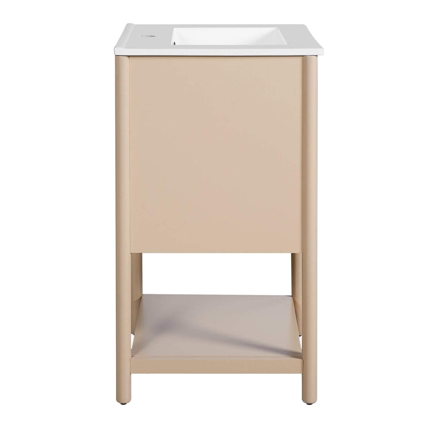 VanityFus 20.2-in Natural Wood Single Sink Bathroom Vanity with Ceramic Top Undermount 1 Soft-Closing Door