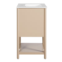 VanityFus 20.2-in Natural Wood Single Sink Bathroom Vanity with Ceramic Top Undermount 1 Soft-Closing Door