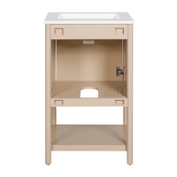 VanityFus 20.2-in Natural Wood Single Sink Bathroom Vanity with Ceramic Top Undermount 1 Soft-Closing Door