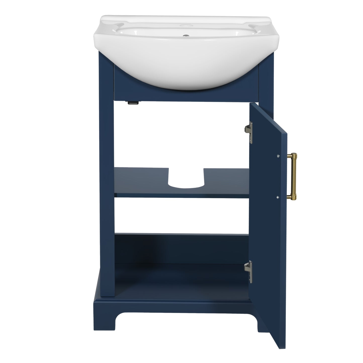 VanityFus 19.7-in Blue Single Sink Bathroom Vanity with Ceramic Top Undermount 1 Soft-Closing Door
