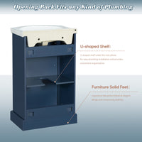 VanityFus 19.7-in Blue Single Sink Bathroom Vanity with Ceramic Top Undermount 1 Soft-Closing Door