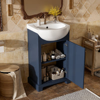 VanityFus 19.7-in Blue Single Sink Bathroom Vanity with Ceramic Top Undermount 1 Soft-Closing Door