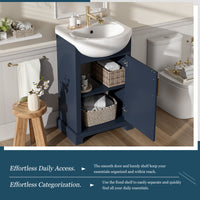 VanityFus 19.7-in Blue Single Sink Bathroom Vanity with Ceramic Top Undermount 1 Soft-Closing Door