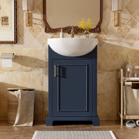VanityFus 19.7-in Blue Single Sink Bathroom Vanity with Ceramic Top Undermount 1 Soft-Closing Door