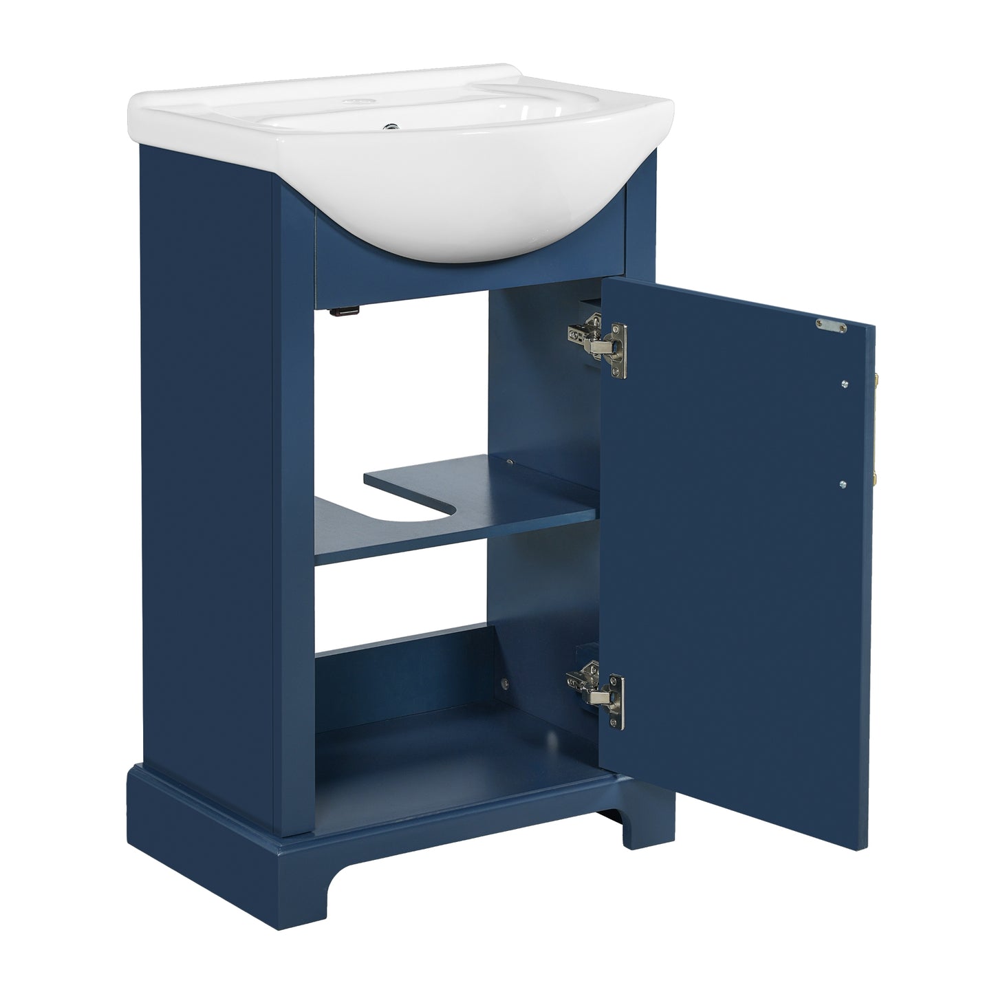 VanityFus 19.7-in Blue Single Sink Bathroom Vanity with Ceramic Top Undermount 1 Soft-Closing Door