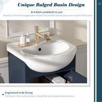 VanityFus 19.7-in Blue Single Sink Bathroom Vanity with Ceramic Top Undermount 1 Soft-Closing Door