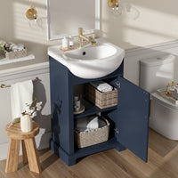 VanityFus 19.7-in Blue Single Sink Bathroom Vanity with Ceramic Top Undermount 1 Soft-Closing Door