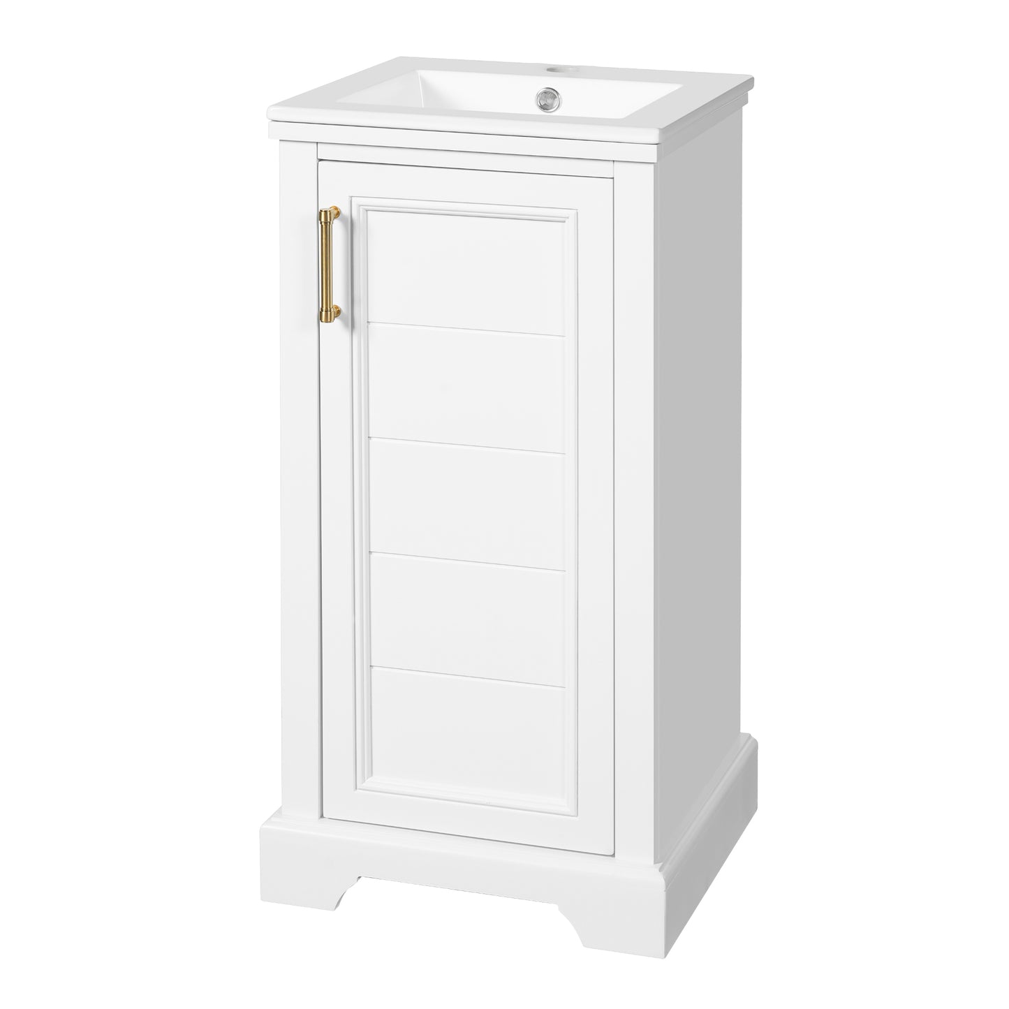VanityFus 16.5-in White Single Sink Bathroom Vanity with Ceramic Top Undermount 1 Soft-Closing Door Adjustable Shelves