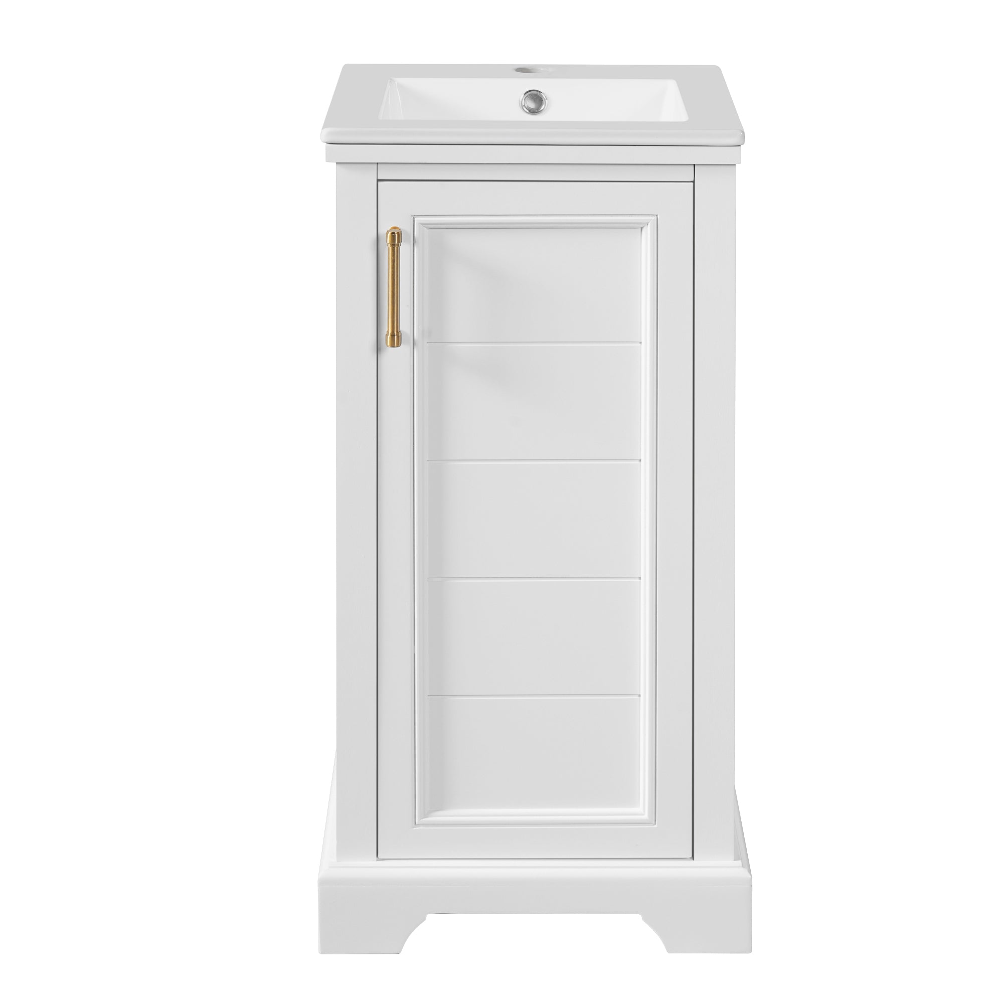 VanityFus 16.5-in White Single Sink Bathroom Vanity with Ceramic Top Undermount 1 Soft-Closing Door Adjustable Shelves