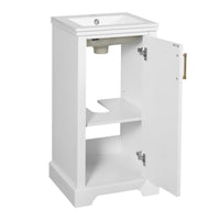 VanityFus 16.5-in White Single Sink Bathroom Vanity with Ceramic Top Undermount 1 Soft-Closing Door Adjustable Shelves