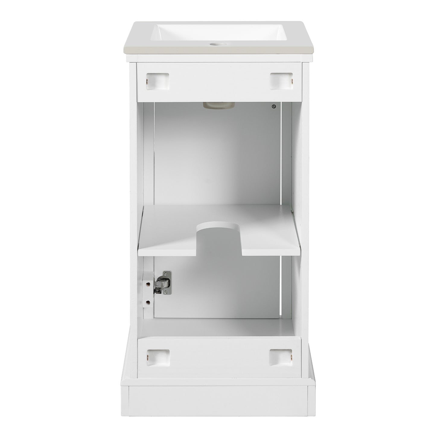 VanityFus 16.5-in White Single Sink Bathroom Vanity with Ceramic Top Undermount 1 Soft-Closing Door Adjustable Shelves
