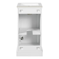 VanityFus 16.5-in White Single Sink Bathroom Vanity with Ceramic Top Undermount 1 Soft-Closing Door Adjustable Shelves