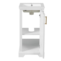 VanityFus 16.5-in White Single Sink Bathroom Vanity with Ceramic Top Undermount 1 Soft-Closing Door Adjustable Shelves