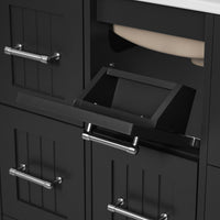 VanityFus 30-in Black Single Sink Bathroom Vanity with Ceramic Top Undermount 3 Soft-Closing Doors 3 Drawers
