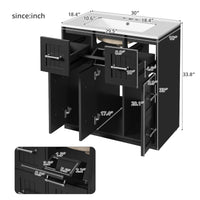 VanityFus 30-in Black Single Sink Bathroom Vanity with Ceramic Top Undermount 3 Soft-Closing Doors 3 Drawers