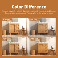 VanityFus 30-in Natural Wood Single Sink Bathroom Vanity with Ceramic Top Undermount 1 Soft-Closing Door 3 Drawers Adjustable Shelves