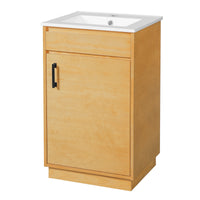 VanityFus 20.3-in Natural Wood Single Sink Bathroom Vanity with Ceramic Top Undermount 1 Soft-Closing Door Adjustable Shelves