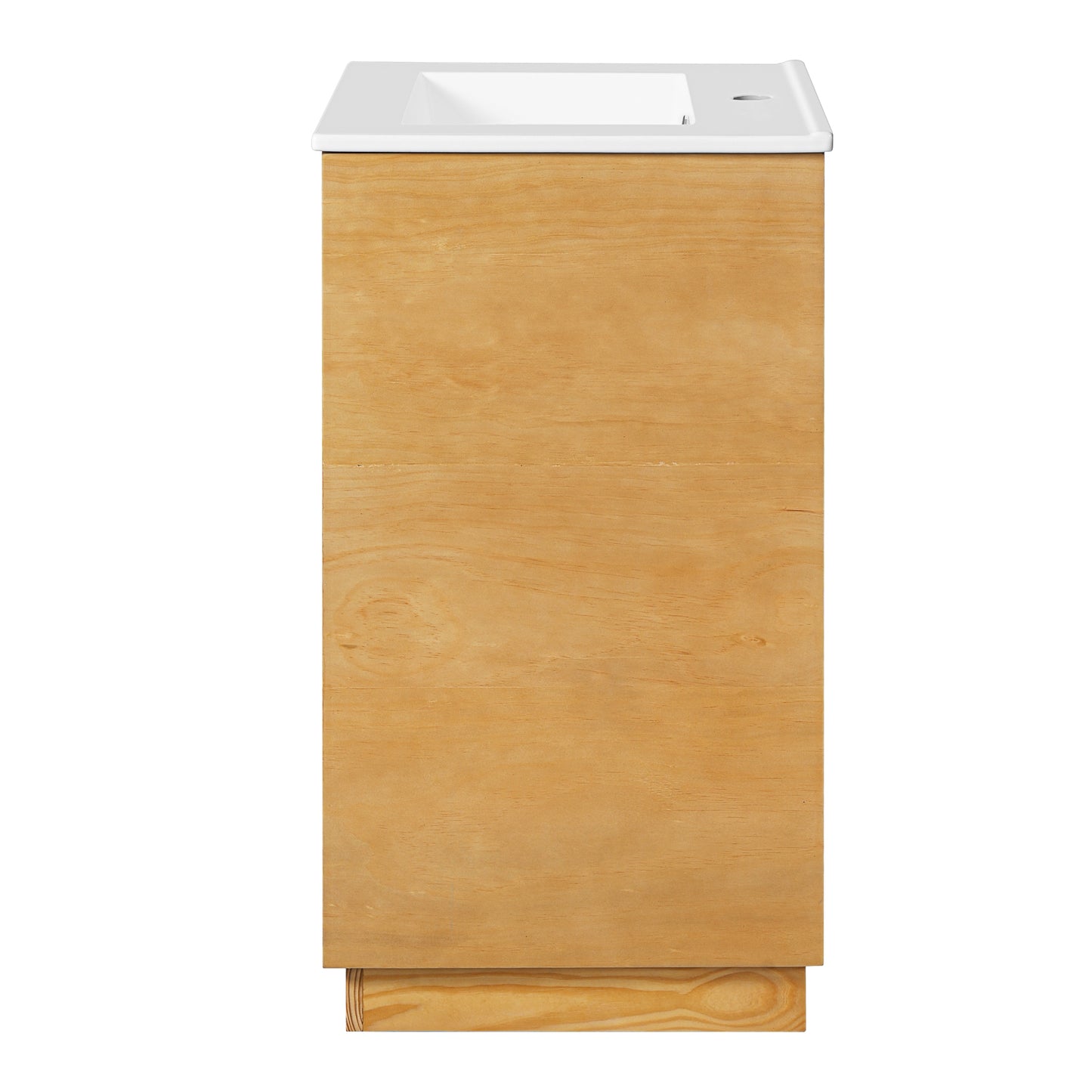 VanityFus 20.3-in Natural Wood Single Sink Bathroom Vanity with Ceramic Top Undermount 1 Soft-Closing Door Adjustable Shelves