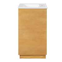 VanityFus 20.3-in Natural Wood Single Sink Bathroom Vanity with Ceramic Top Undermount 1 Soft-Closing Door Adjustable Shelves