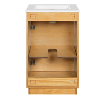 VanityFus 20.3-in Natural Wood Single Sink Bathroom Vanity with Ceramic Top Undermount 1 Soft-Closing Door Adjustable Shelves