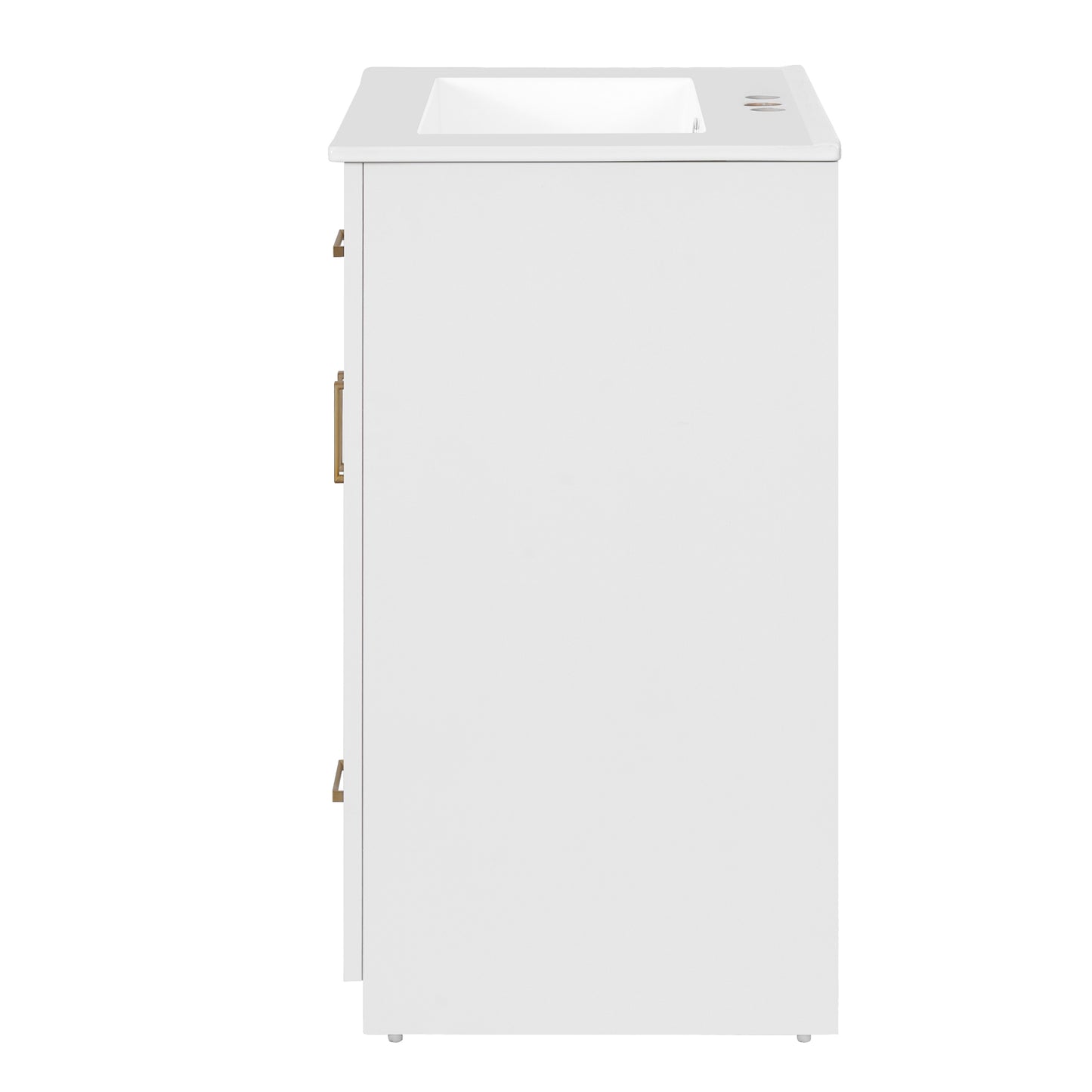 VanityFus 24-in White Single Sink Bathroom Vanity with Ceramic Top Undermount 1 Door 2 Drawers