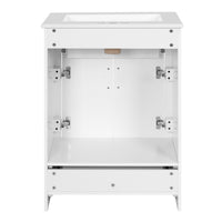 VanityFus 24-in White Single Sink Bathroom Vanity with Ceramic Top Undermount 1 Door 2 Drawers