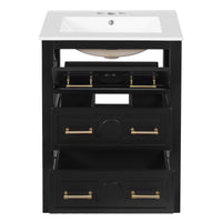 VanityFus 24-in Black Single Sink Bathroom Vanity with Ceramic Top Undermount