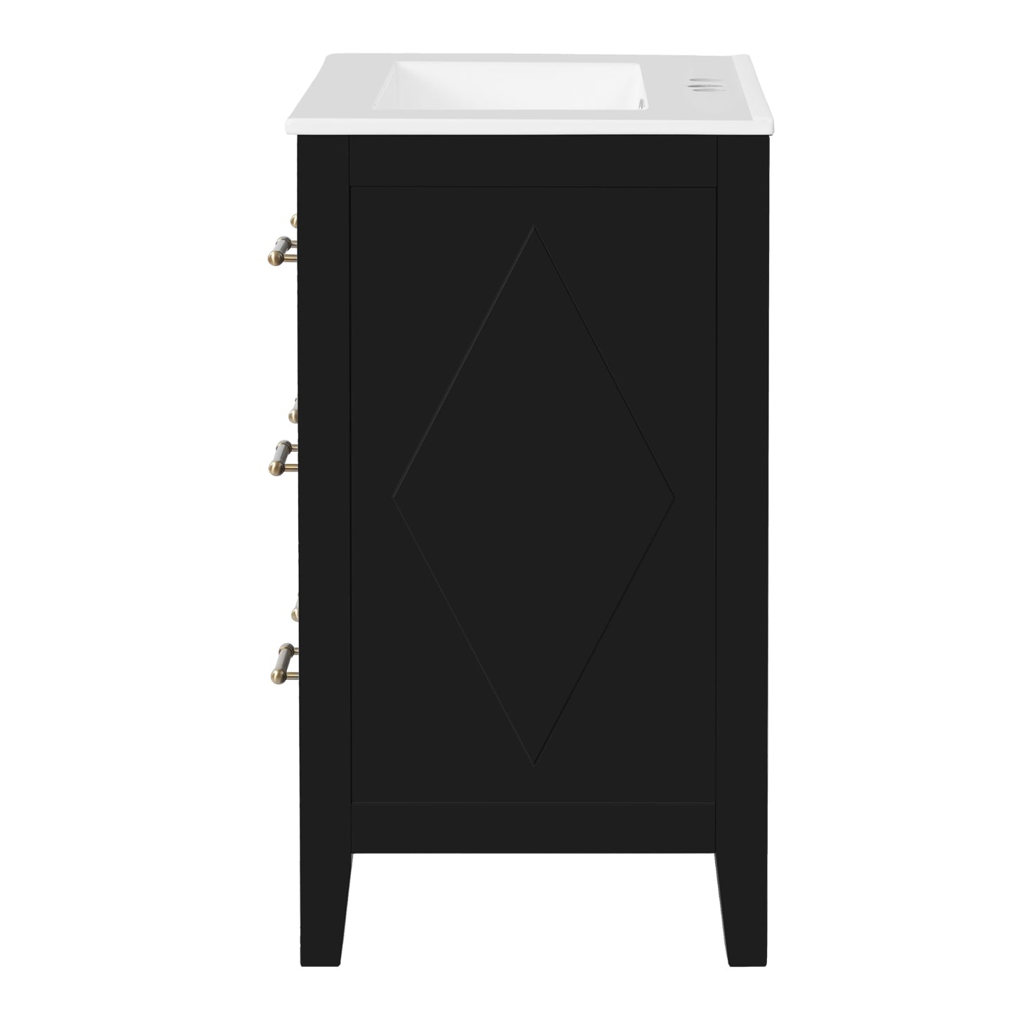 VanityFus 24-in Black Single Sink Bathroom Vanity with Ceramic Top Undermount