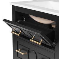 VanityFus 24-in Black Single Sink Bathroom Vanity with Ceramic Top Undermount
