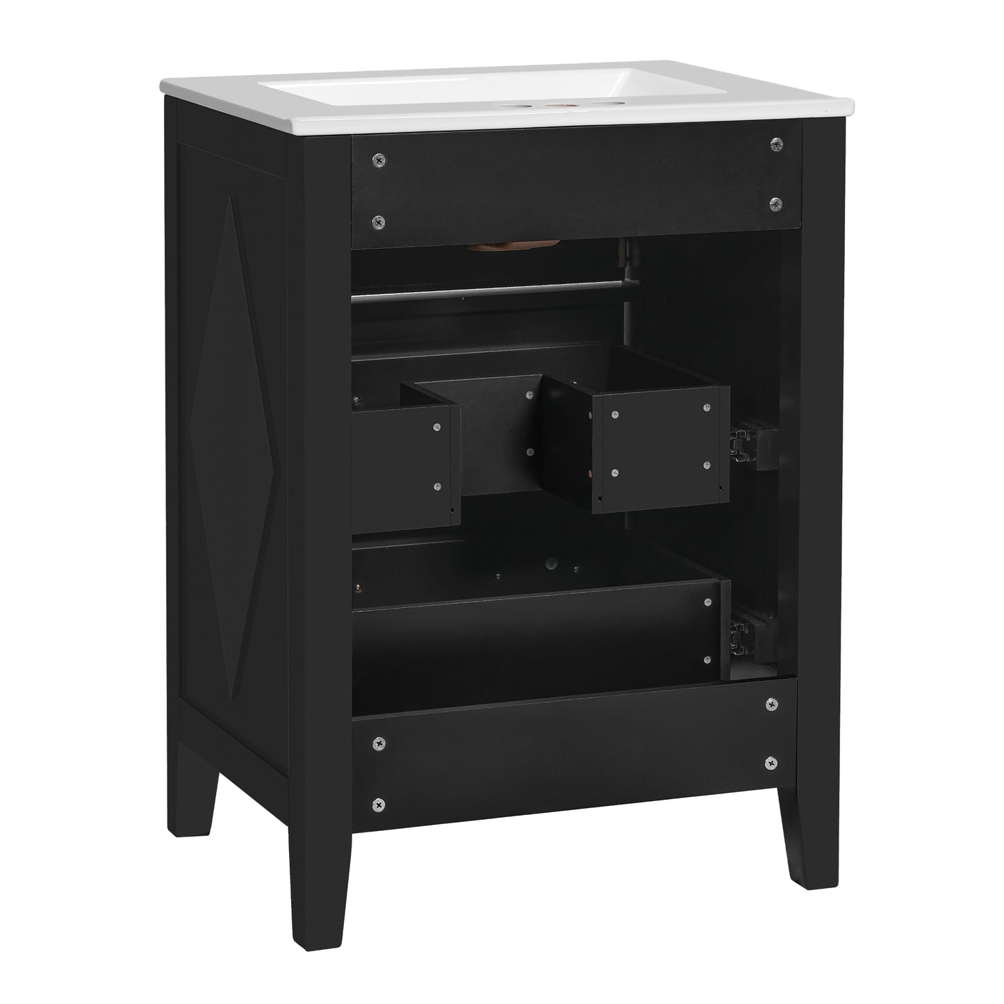 VanityFus 24-in Black Single Sink Bathroom Vanity with Ceramic Top Undermount