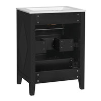 VanityFus 24-in Black Single Sink Bathroom Vanity with Ceramic Top Undermount