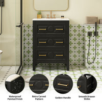 VanityFus 24-in Black Single Sink Bathroom Vanity with Ceramic Top Undermount