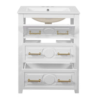 VanityFus 24-in White Single Sink Bathroom Vanity with Ceramic Top Undermount