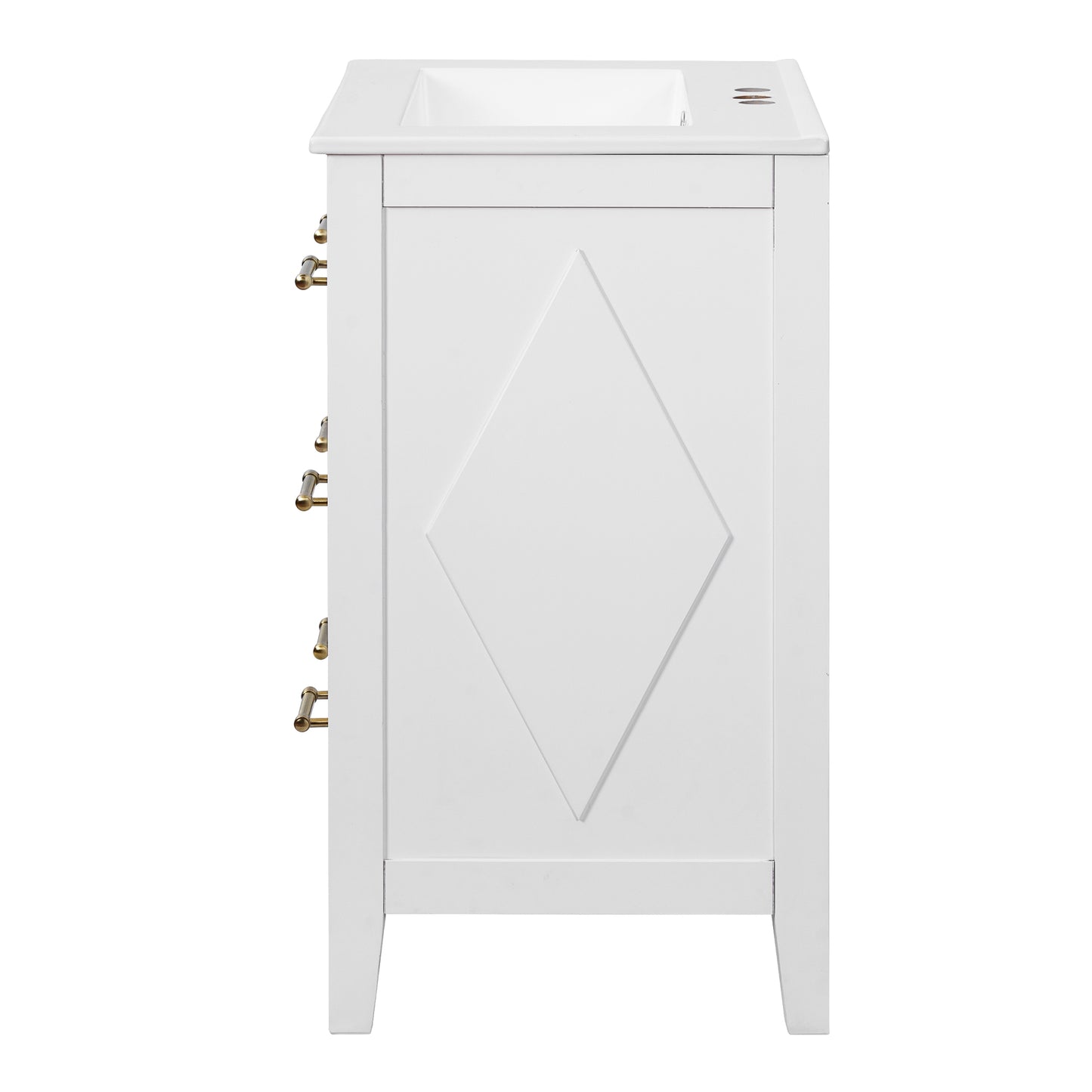 VanityFus 24-in White Single Sink Bathroom Vanity with Ceramic Top Undermount