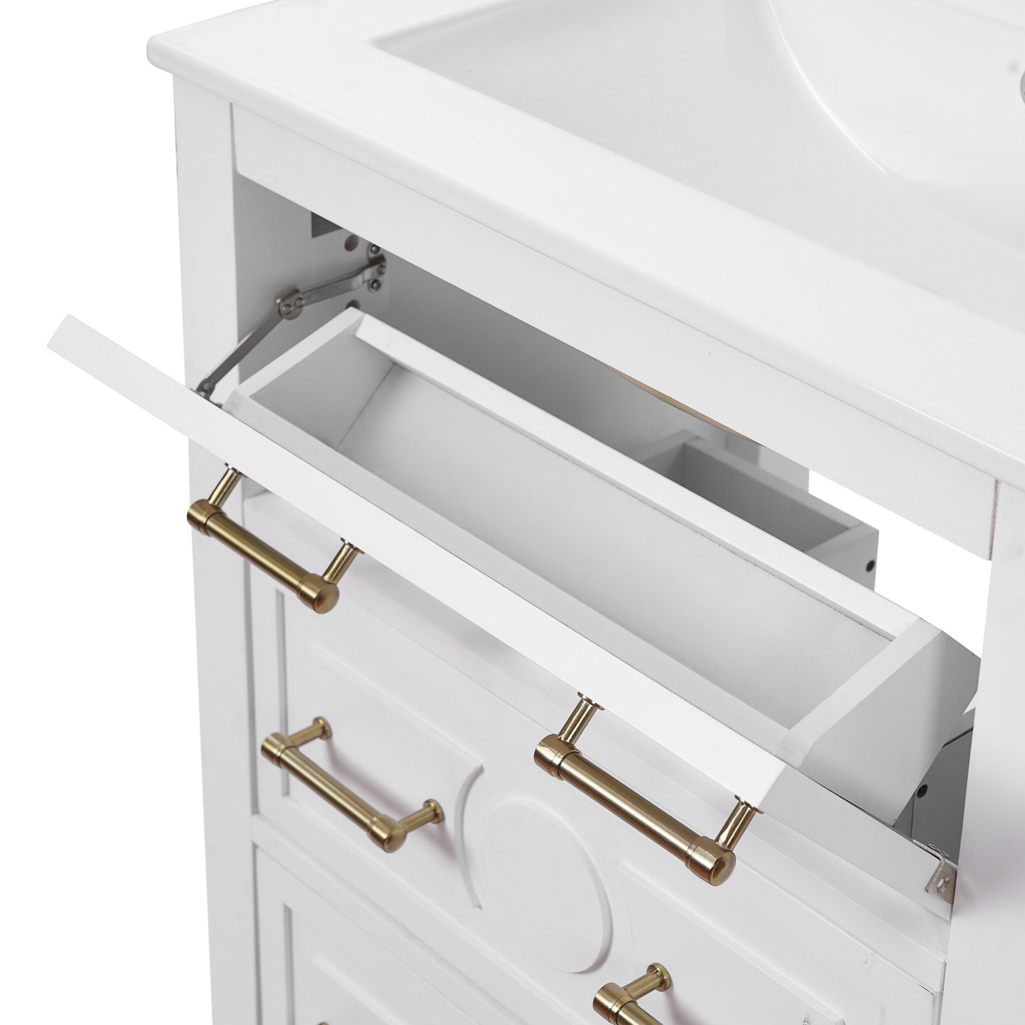 VanityFus 24-in White Single Sink Bathroom Vanity with Ceramic Top Undermount