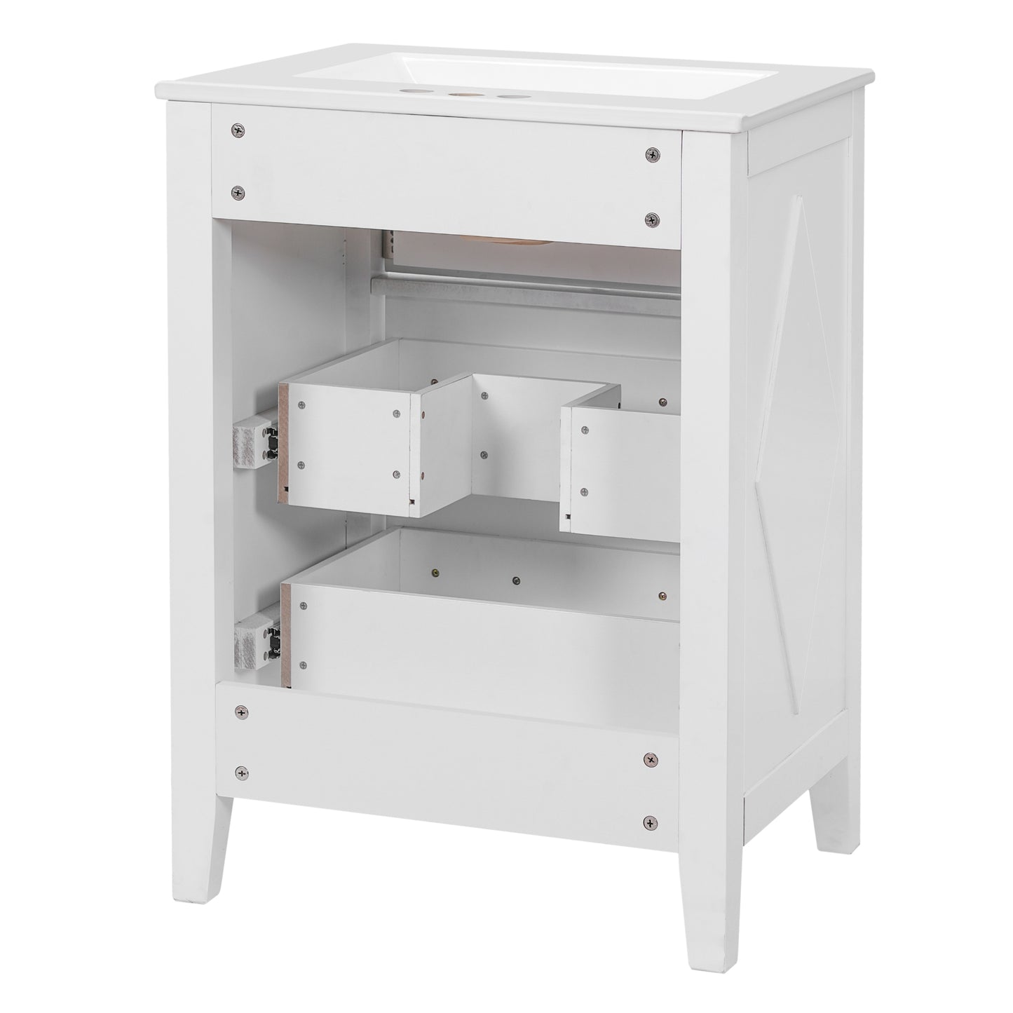 VanityFus 24-in White Single Sink Bathroom Vanity with Ceramic Top Undermount