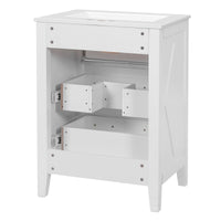 VanityFus 24-in White Single Sink Bathroom Vanity with Ceramic Top Undermount