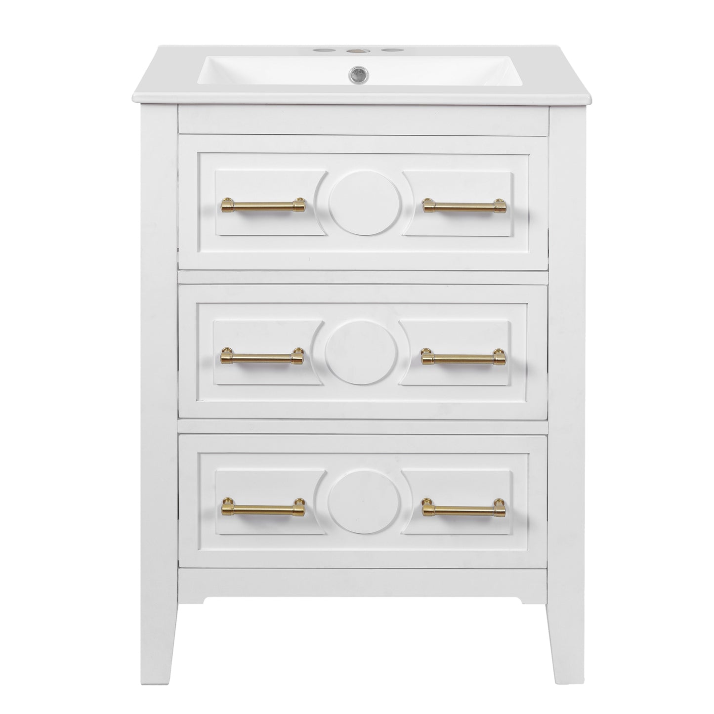VanityFus 24-in White Single Sink Bathroom Vanity with Ceramic Top Undermount