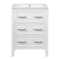 VanityFus 24-in White Single Sink Bathroom Vanity with Ceramic Top Undermount