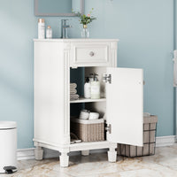 VanityFus 17.9-in White Single Sink Bathroom Vanity with Ceramic Top Undermount 1 Soft-Closing Door Adjustable Shelves
