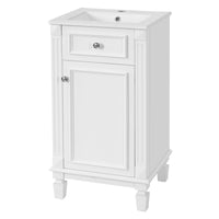 VanityFus 17.9-in White Single Sink Bathroom Vanity with Ceramic Top Undermount 1 Soft-Closing Door Adjustable Shelves