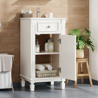 VanityFus 17.9-in White Single Sink Bathroom Vanity with Ceramic Top Undermount 1 Soft-Closing Door Adjustable Shelves
