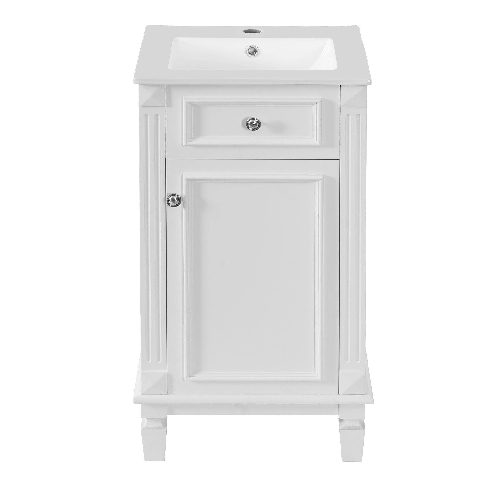 VanityFus 17.9-in White Single Sink Bathroom Vanity with Ceramic Top Undermount 1 Soft-Closing Door Adjustable Shelves