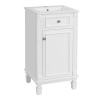 VanityFus 17.9-in White Single Sink Bathroom Vanity with Ceramic Top Undermount 1 Soft-Closing Door Adjustable Shelves